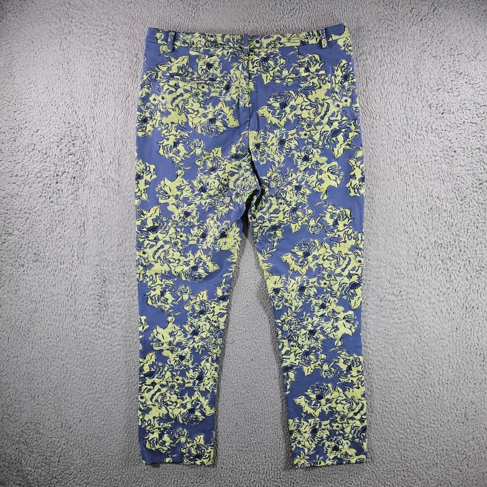 Soft Surroundings Blue Lime Green Floral Slim‎ Leg Pants Womens Medium - Picture 6 of 9
